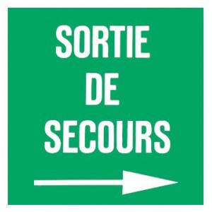 Panneau Sortie de Secours plexiglas Flèche Droite 200 x 200mm