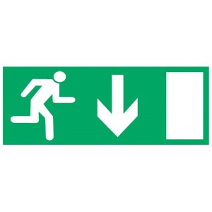 Panneau d'évacuation PVC Recto Verso Sortie Flèche 300 x 120mm