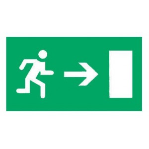 Panneau d'évacuation PVC Recto Verso Sortie Droite 890 x 300mm