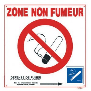 Panneau PVC Cigarette Barrée + Zone Non Fumeur + décret 200 x 200mm