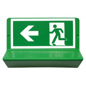 Panneau de signalisation en braille « Evacuation à gauche »