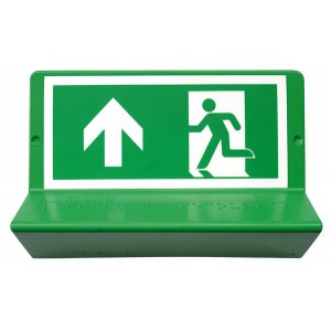 Panneau de signalisation en braille « Evacuation droit devant »