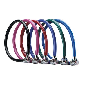 Câble Master Lock 8631 de couleur noire, rose, rouge, bleu clair, vert et bleu foncé