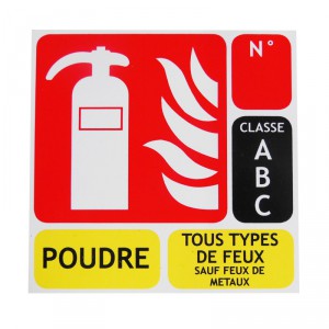 Panneau extincteur 100x100mm classe ABC