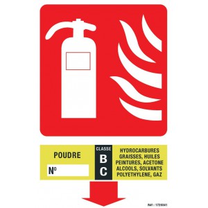 Panneau Extincteur Classe de Feu BC 200 x 300mm