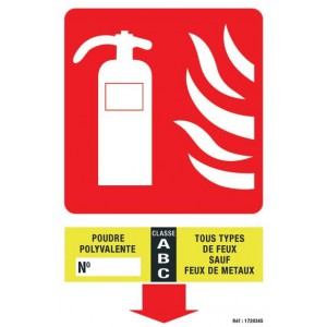 Panneau Extincteur Classe de Feu ABC 200 x 300mm