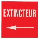 Panneau Extincteur Plexiglas Flèche Gauche 100 x 100mm