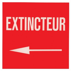 Panneau Extincteur Plexiglas Flèche Gauche 100 x 100mm