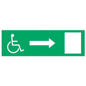 Panneau d'évacuation Handicapé Photoluminescent Flèche Droite 300 x 120mm