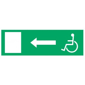 Panneau d'évacuation Handicapé Photoluminescent Flèche Gauche 300 x 120mm