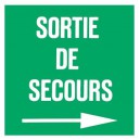 Panneau Sortie de Secours plexiglas Flèche Droite 100 x 100mm